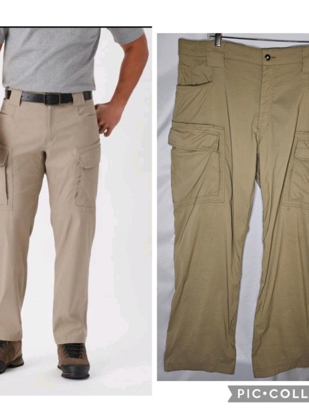Mens Duluth Trading Co Flex Dry On The Fly Beige Tan Khaki Cargo Pants 42 x 32